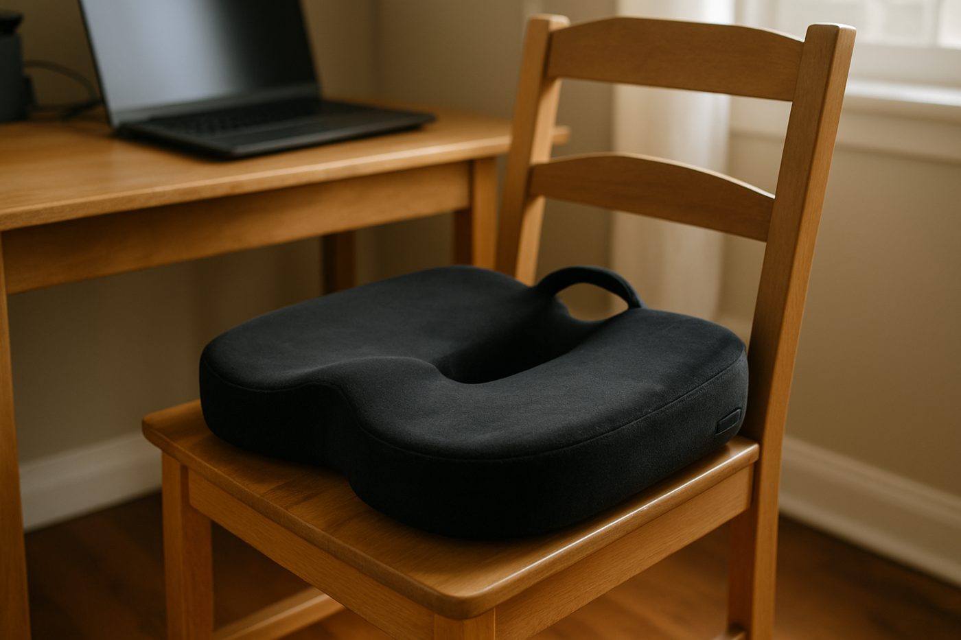Everlasting Comfort Memory Foam Seat Cushion, Black, Large