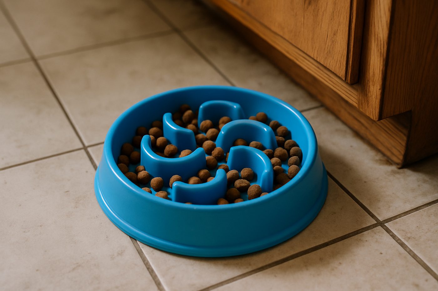 Outward Hound Fun Feeder Slo Bowl, Large, Blue Notch